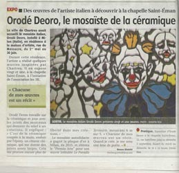 Orodè Deoro, le mosaiste de la ceramique… e altri articoli sulla mostra a Chartres: