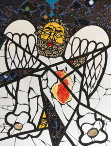 Angel. Ceramic mosaic and grout on panel. Cm 70x90. 2017