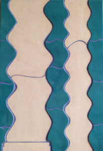 Colonne barocche. Leccese stone, ceramic and grout on panel. Cm 48x70. 2022