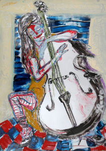 Con la viola. Mixed media on paper. Cm 50x69. 2022