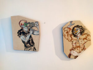 Diptych. Painting on leccese stone, on panel.