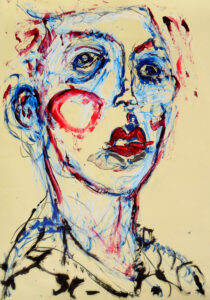 Face. Mixed media on paper. Cm 70x100
