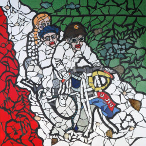 Il grande gioco. Ceramic mosaic and grout on panel. Cm 100x100. 2014