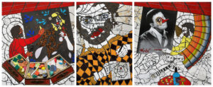 Il mio atelier-Triptych. Ceramic mosaic and grout on panel. M 2,5x1. 2013