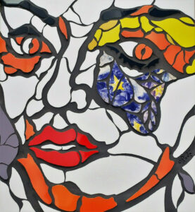 Il volto di lei. Ceramic mosaic and grout on panel. Cm 41x45. 2018