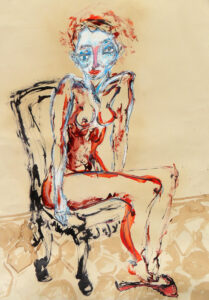 Nudità assoluta. Mixed media on paper. Cm 70x100. 2023