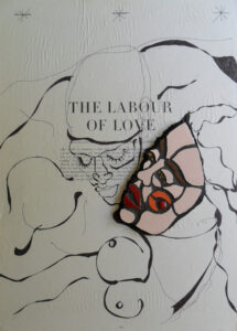 The Labour of love. Ceramic mosaic, ink on paper, on panel. Cm 29x39. 2014