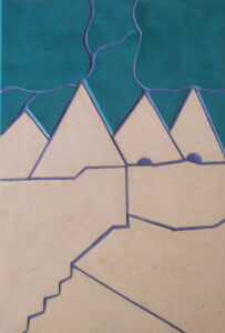 Trulli. Leccese stone, ceramic and grout on panel. Cm 50x70. 2022